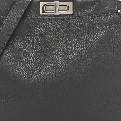 Fendi Cuoio Romano Selleria Bi-Color Medium Peekaboo Iconic Satchel Asfalto Latte 8 of 10