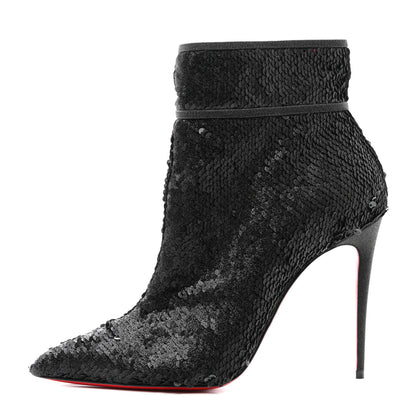 Christian Louboutin Calfskin Glitter Paillete Moulakate 100 Ankle Boot 35.5 Charbon 1 of 8