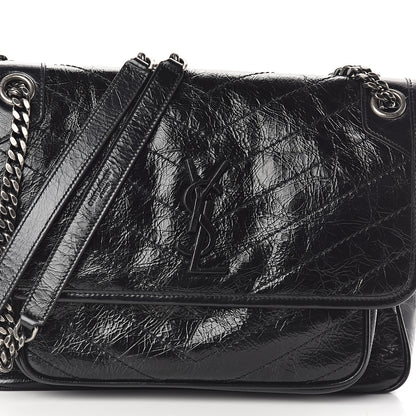 Saint Laurent Crinkled Calfskin Matelasse Monogram Medium Niki Chain Satchel Black 6 of 8