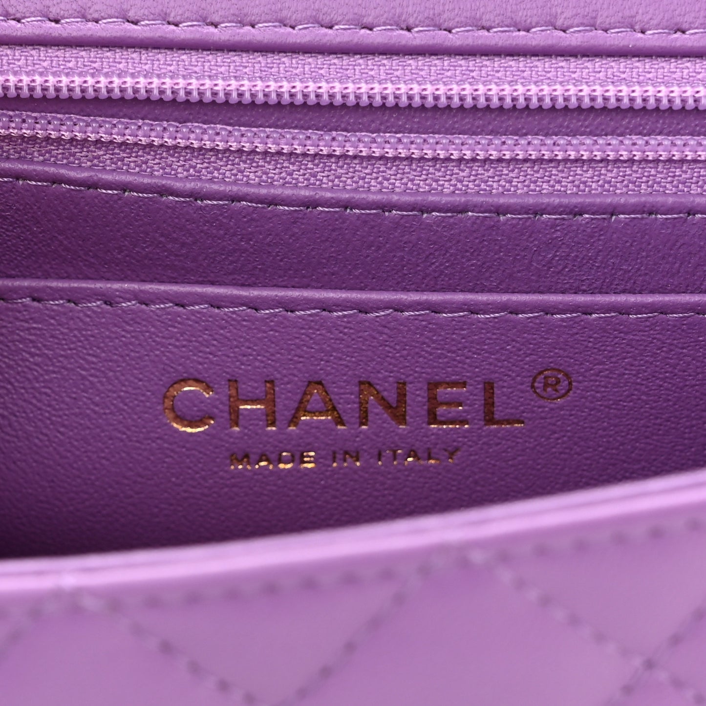 Lambskin Quilted Mini Rectangular Flap Purple