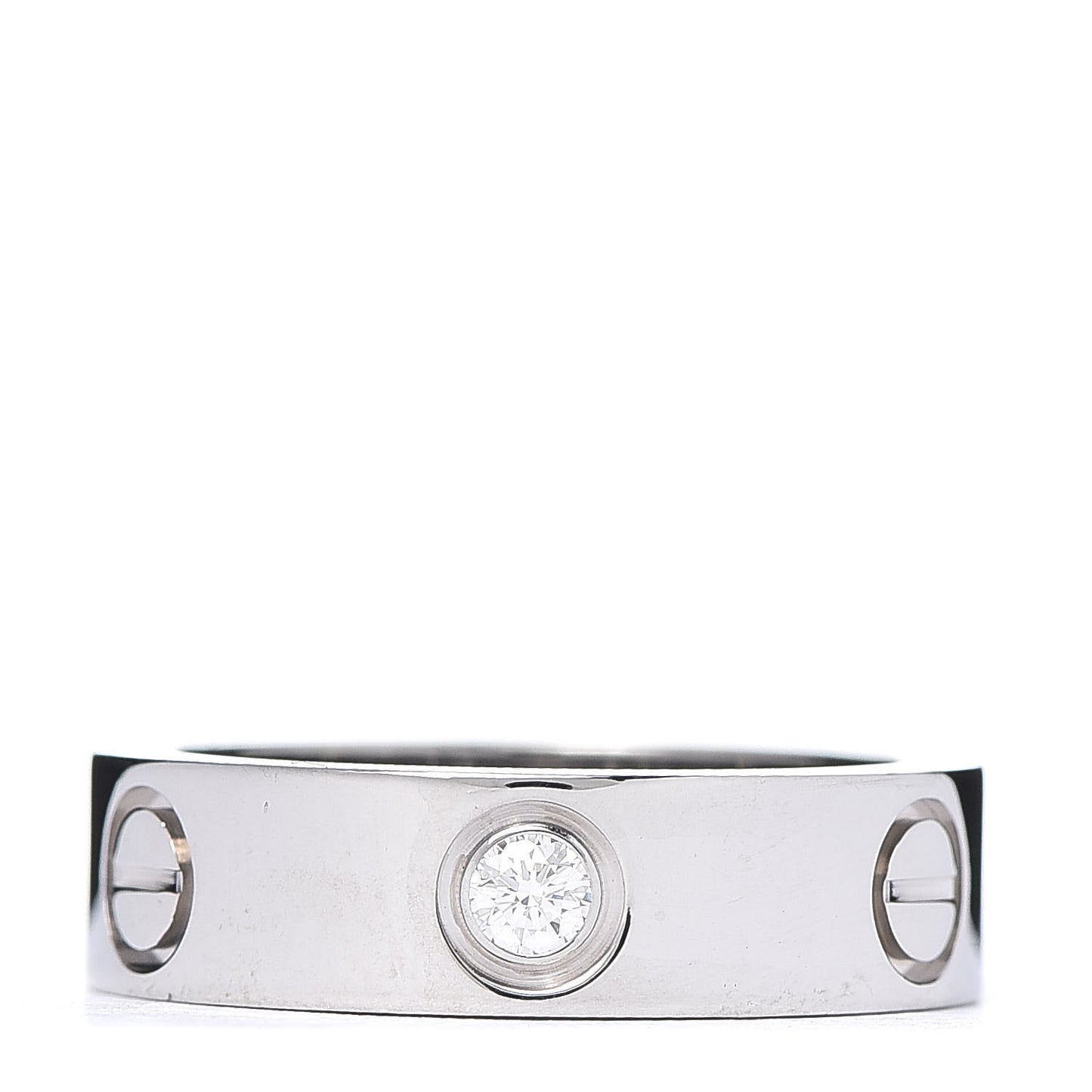 18K White Gold 3 Diamond 5.5mm LOVE Ring 52 6