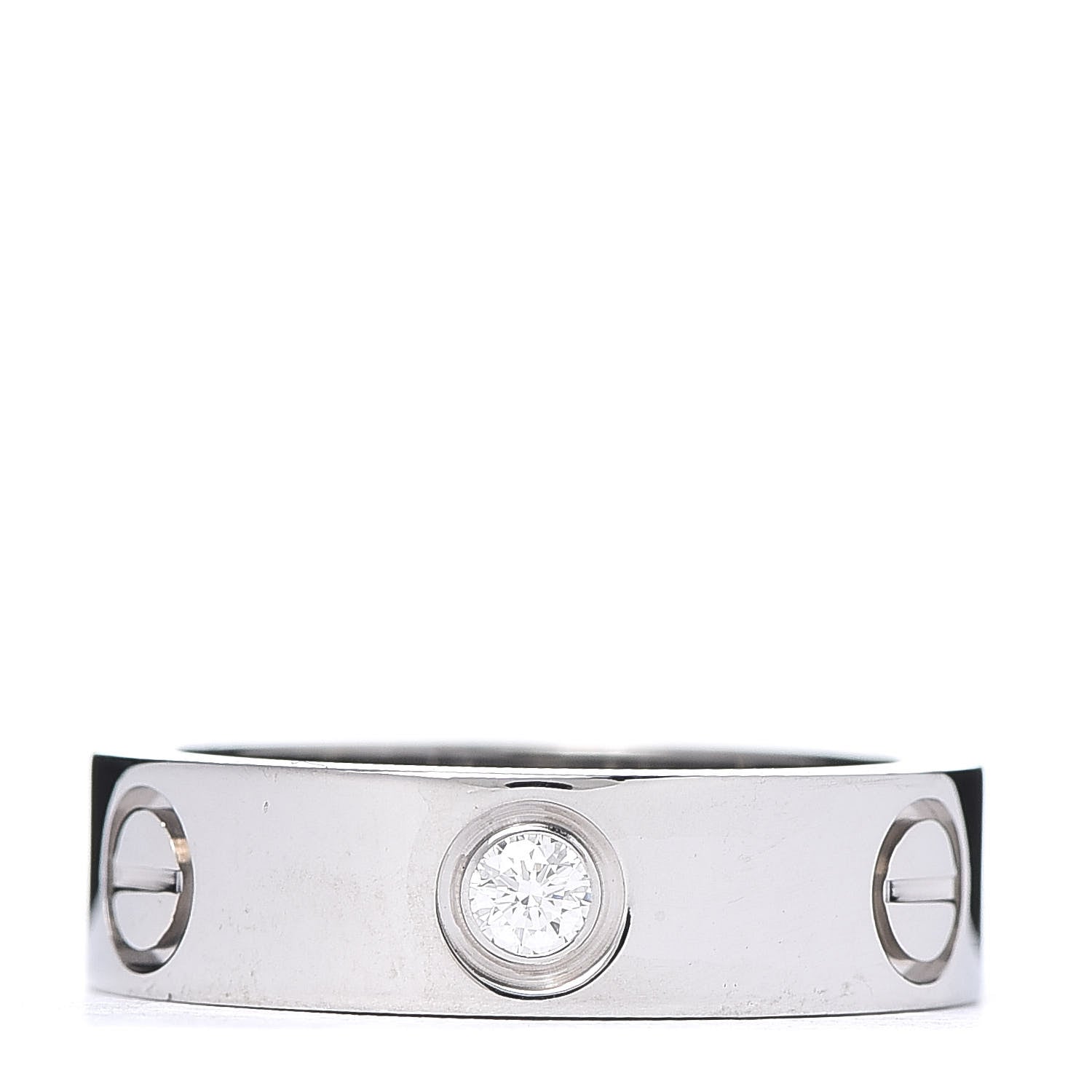 Cartier 18K White Gold 3 Diamond 5.5mm LOVE Ring 52 6 1 of 5