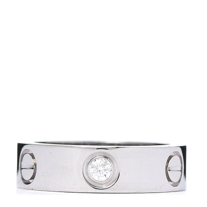 Cartier 18K White Gold 3 Diamond 5.5mm LOVE Ring 52 6 1 of 5
