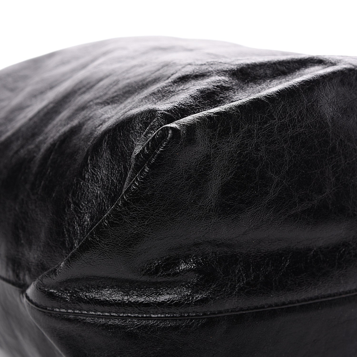 Saint Laurent Cracked Shiny Calfskin Teddy Drawstring Bag Black 5 of 8