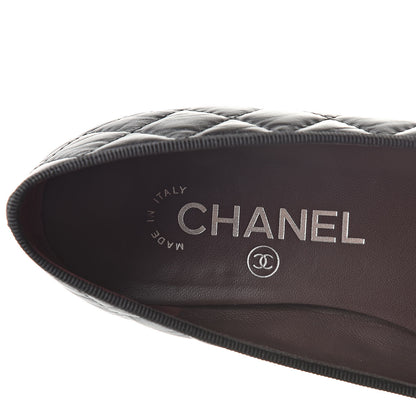 Chanel Aged Calfskin Quilted Cap Toe Ballerina Flats 36 Black 10 of 15