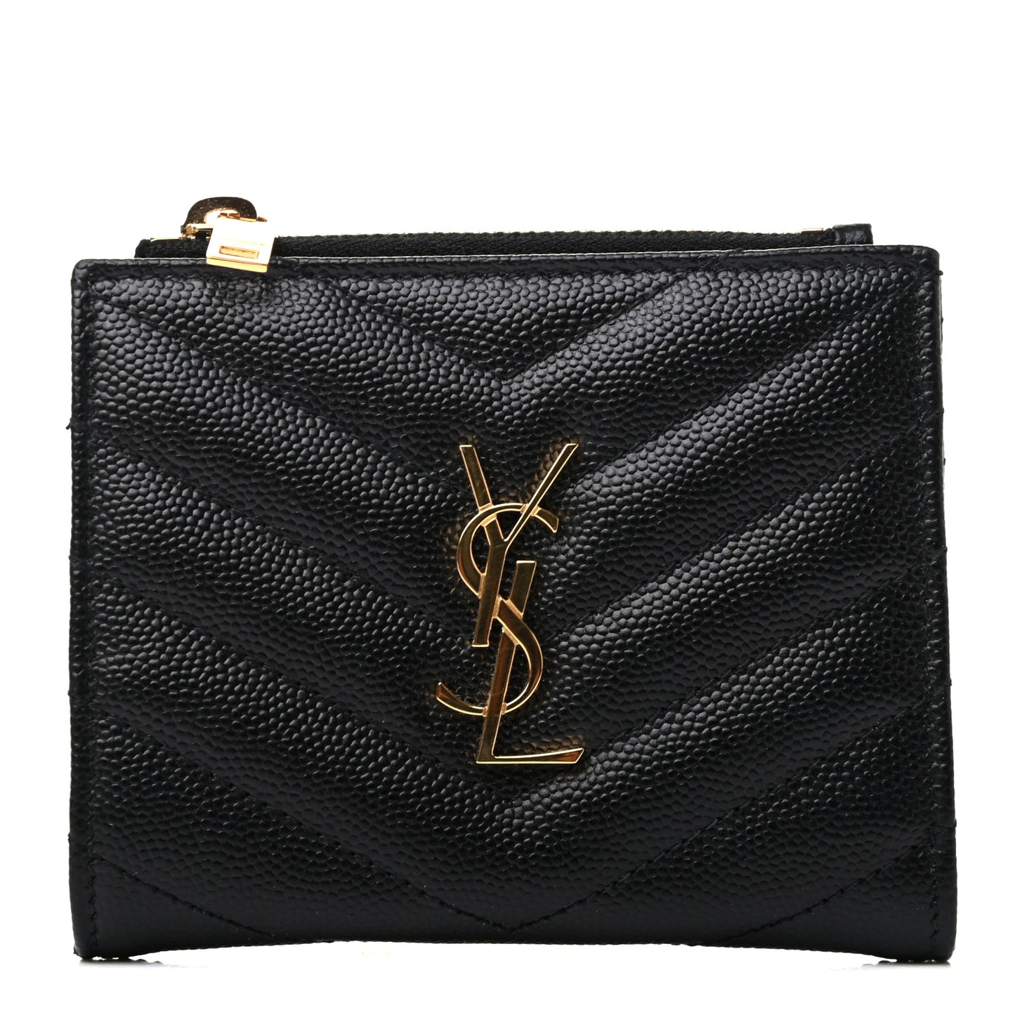 Grain De Poudre Matelasse Chevron Monogram Zipped Card Case Black