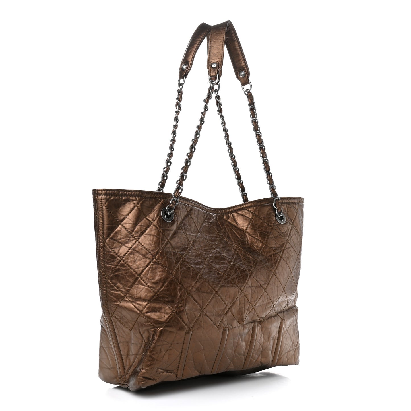 Metallic Aged Calfskin Large Shopping In Moscow Tote Bronze