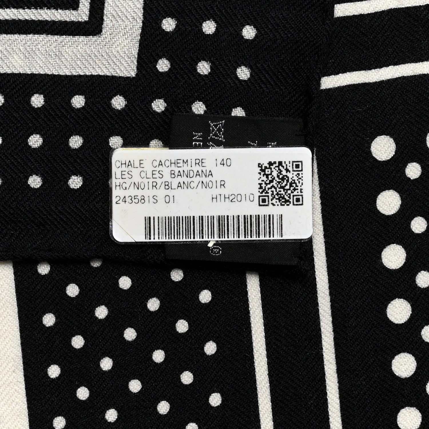 Hermes Cashmere Silk Les Cles Bandana Shawl 140 Black White 6 of 6