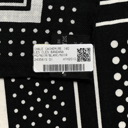 Hermes Cashmere Silk Les Cles Bandana Shawl 140 Black White 6 of 6