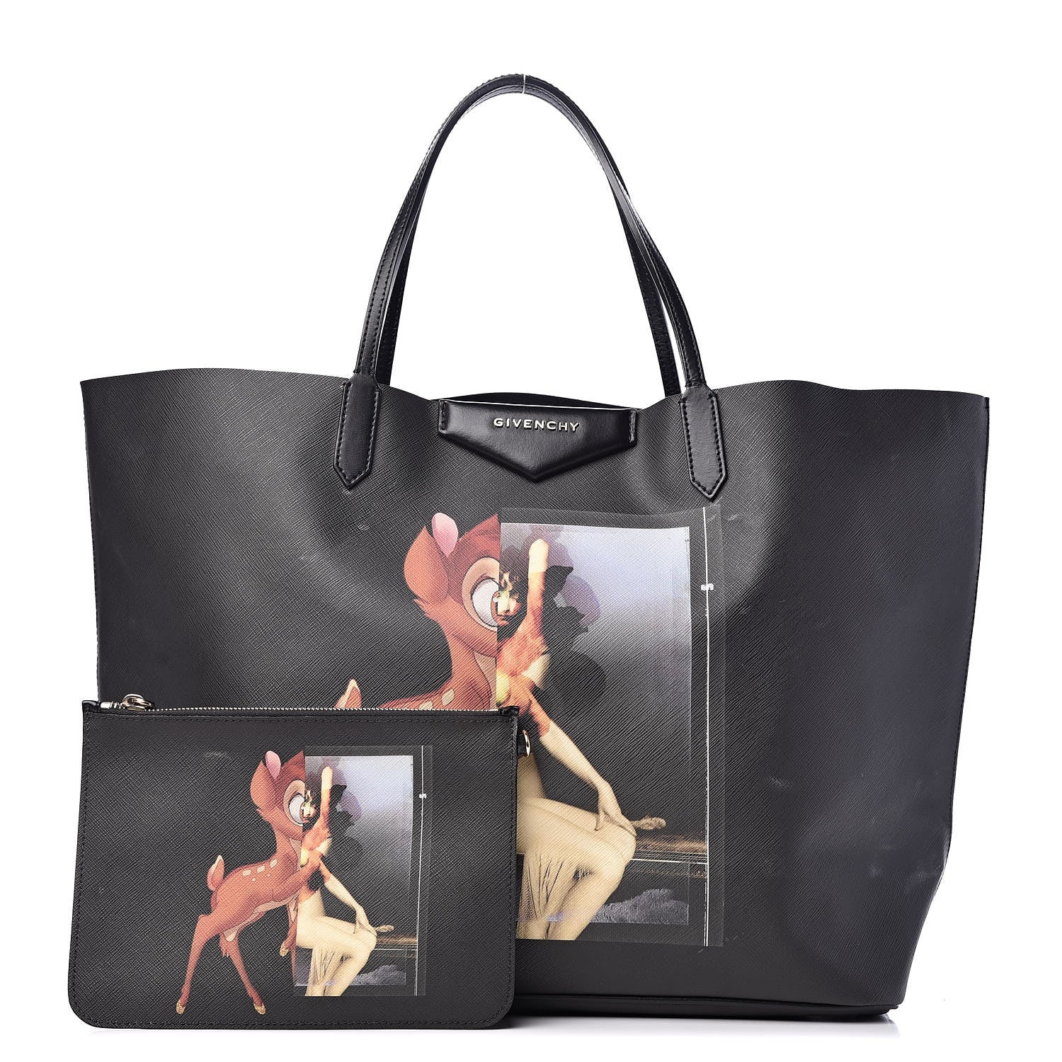 Givenchy Textured Coated Canvas Bambi Print Large Antigona Tote Black 1 of 28