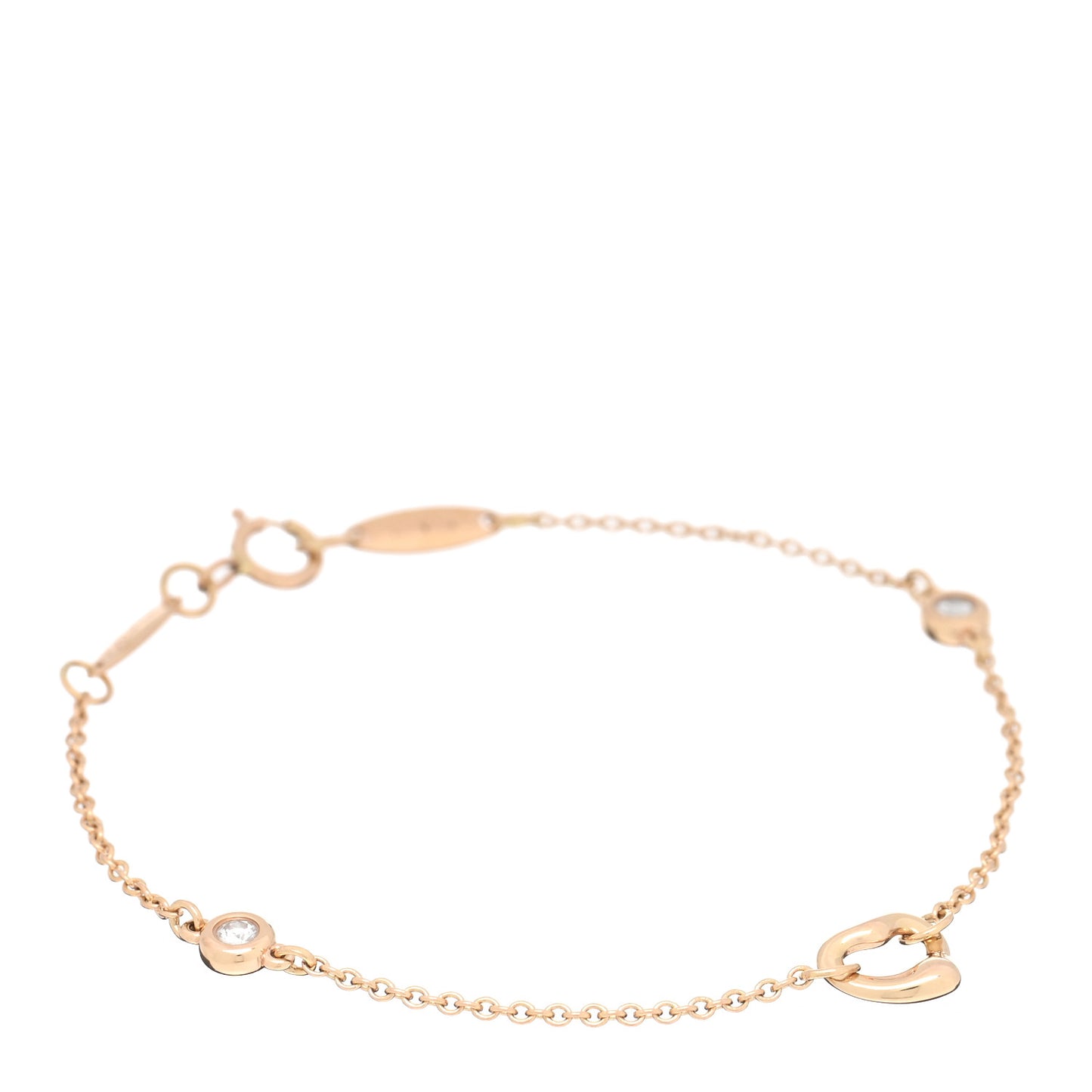 18K Rose Gold Diamond Elsa Peretti Diamonds by the Yard Open Heart Bracelet