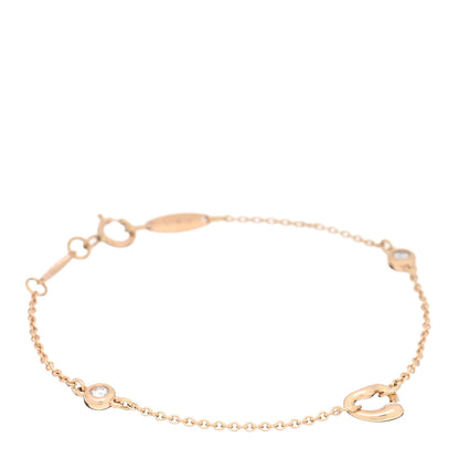 Tiffany 18K Rose Gold Diamond Elsa Peretti Diamonds by the Yard Open Heart Bracelet 1 of 4