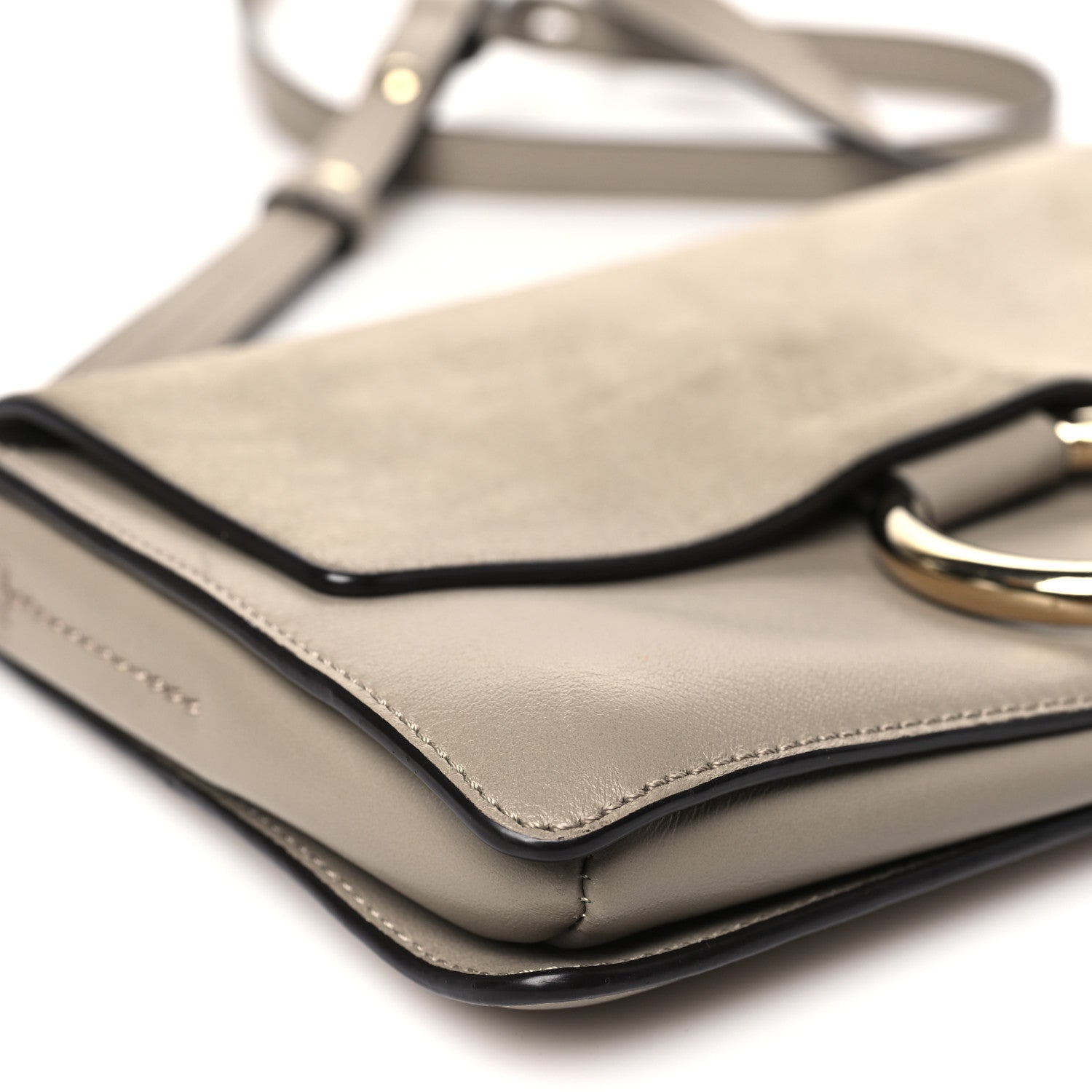 Chloe Suede Calfskin Small Faye Shoulder Bag Motty Grey 9 of 10