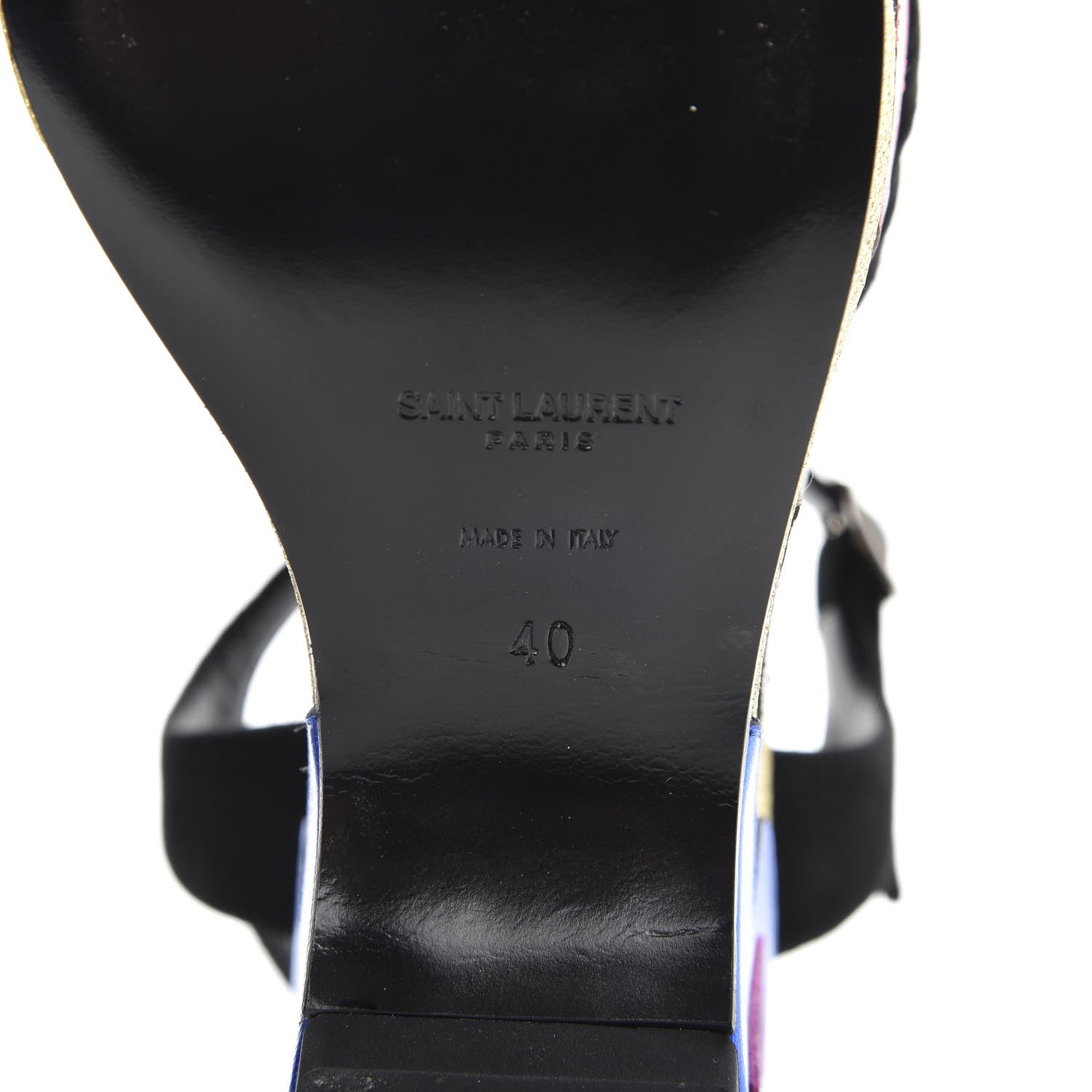 Saint Laurent Suede Glitter Calfskin Candy Love Platform Wedge Sandals 40 Black Multicolor 8 of 10