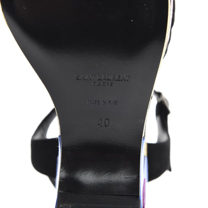 Saint Laurent Suede Glitter Calfskin Candy Love Platform Wedge Sandals 40 Black Multicolor 8 of 10