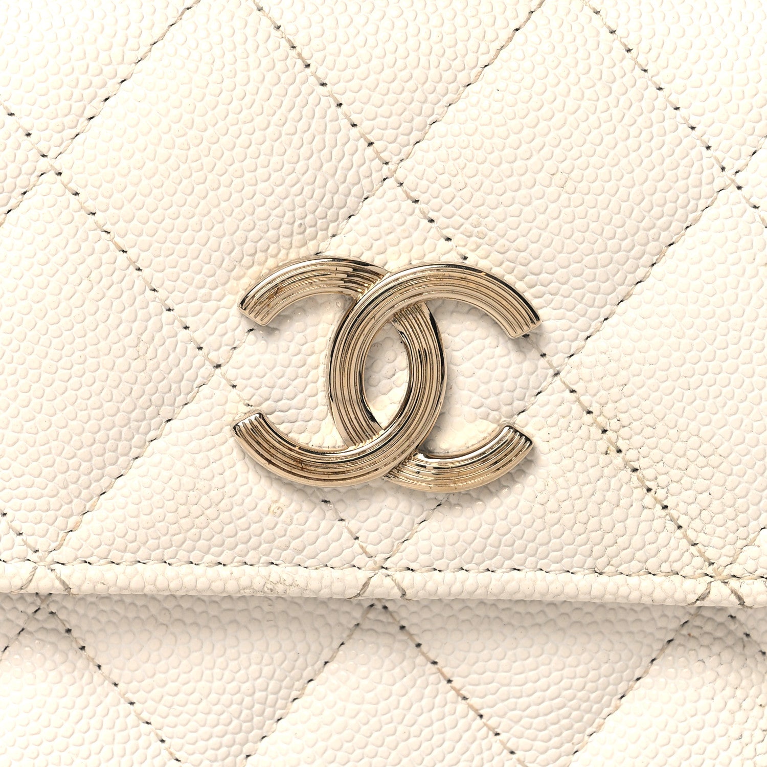 Chanel Caviar Quilted Striated CC Large Gusset Flap Wallet White 9 of 9