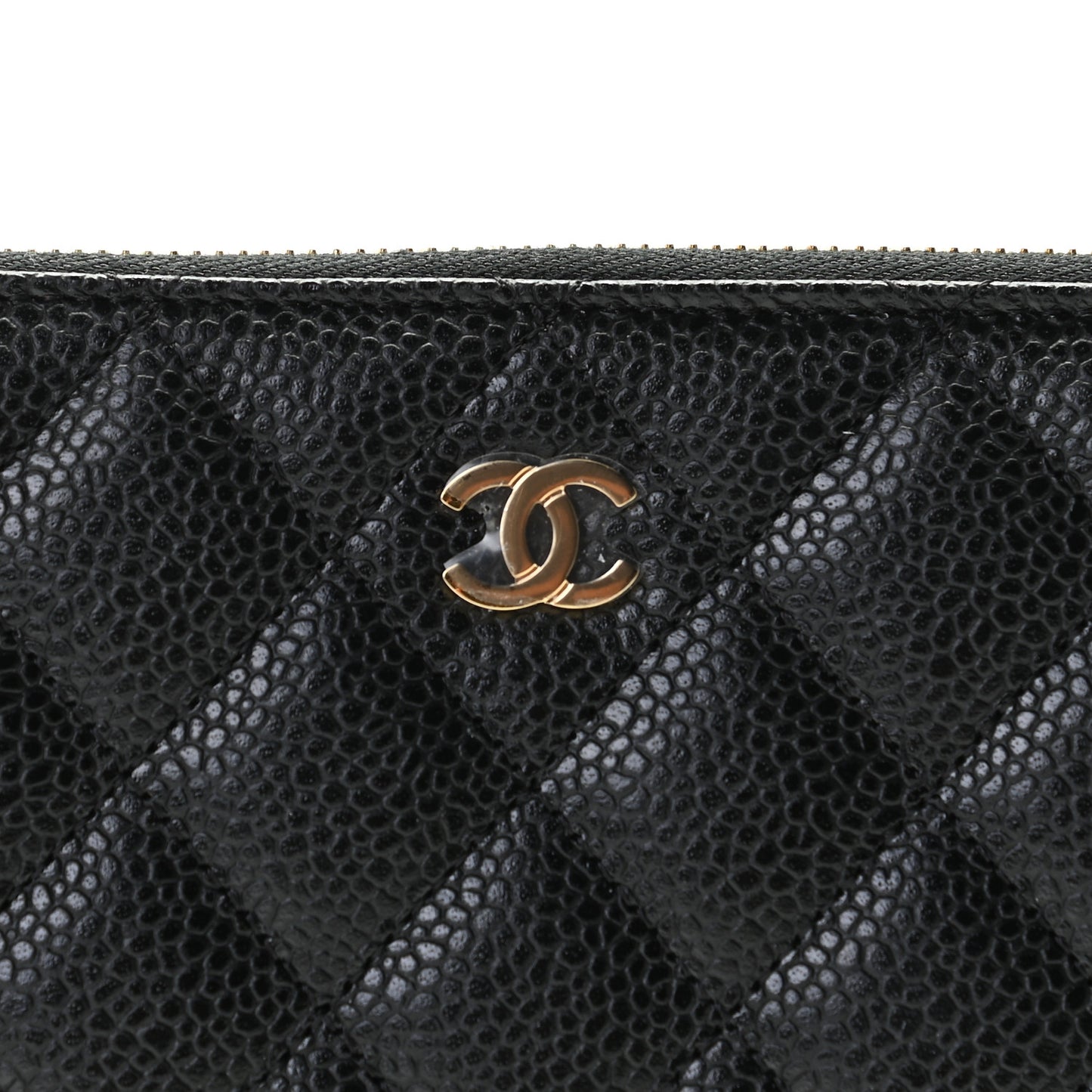 Caviar Quilted Large Gusset Zip Around Wallet Black