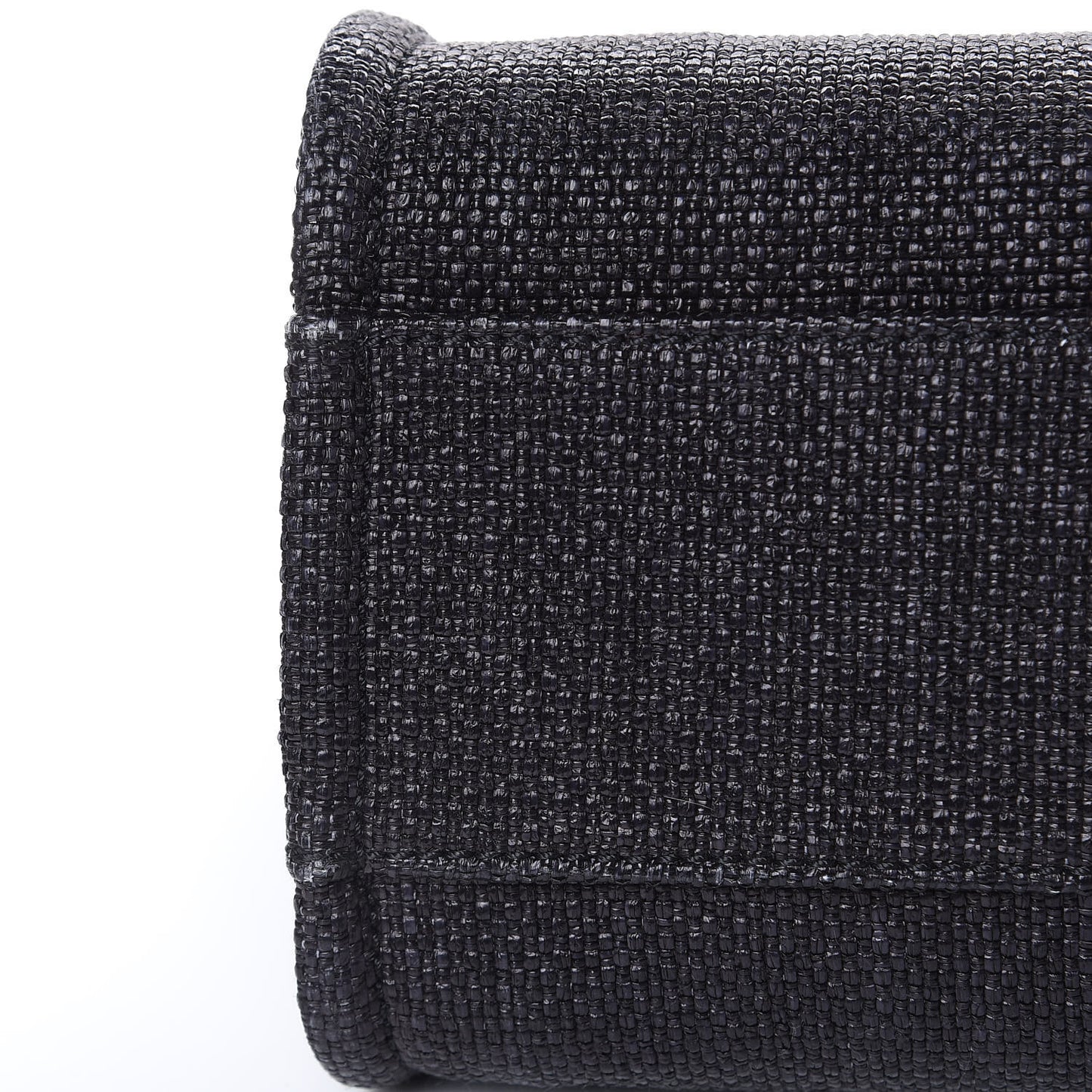 Woven Straw Raffia Small Deauville Tote Black