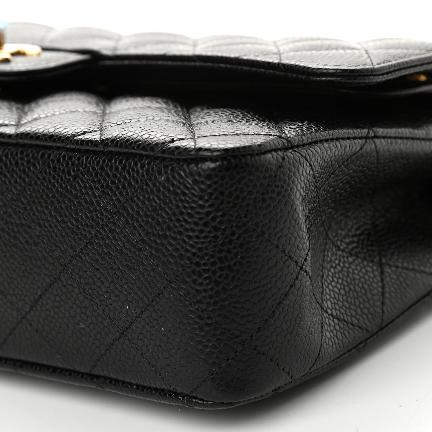 Caviar Quilted Medium Double Flap Black