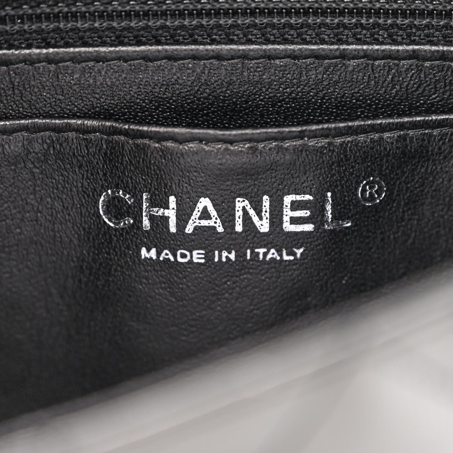 Striated Patent Quilted Mini Rectangular Flap Black