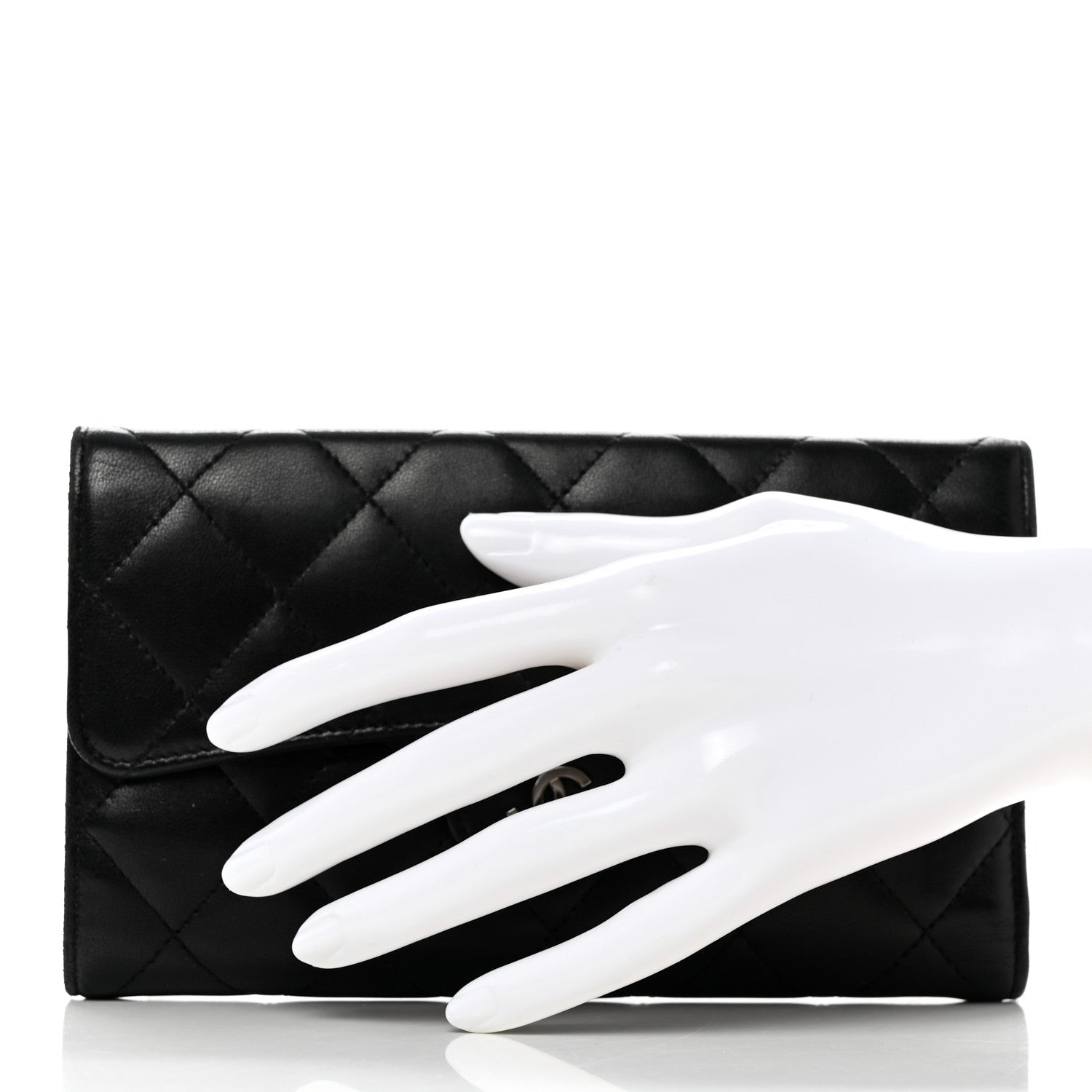 Chanel Lambskin Quilted Large Flap Wallet Black 2 of 10