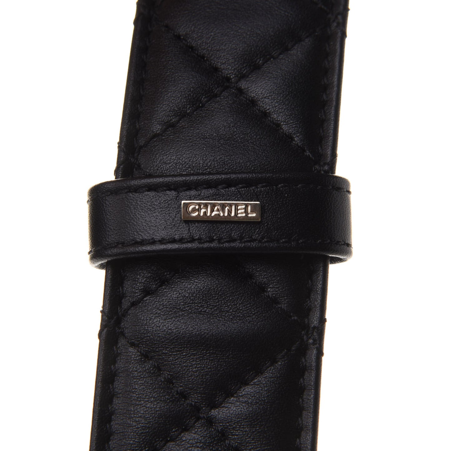 Calfskin Quilted CC Chain Belt 85 Black