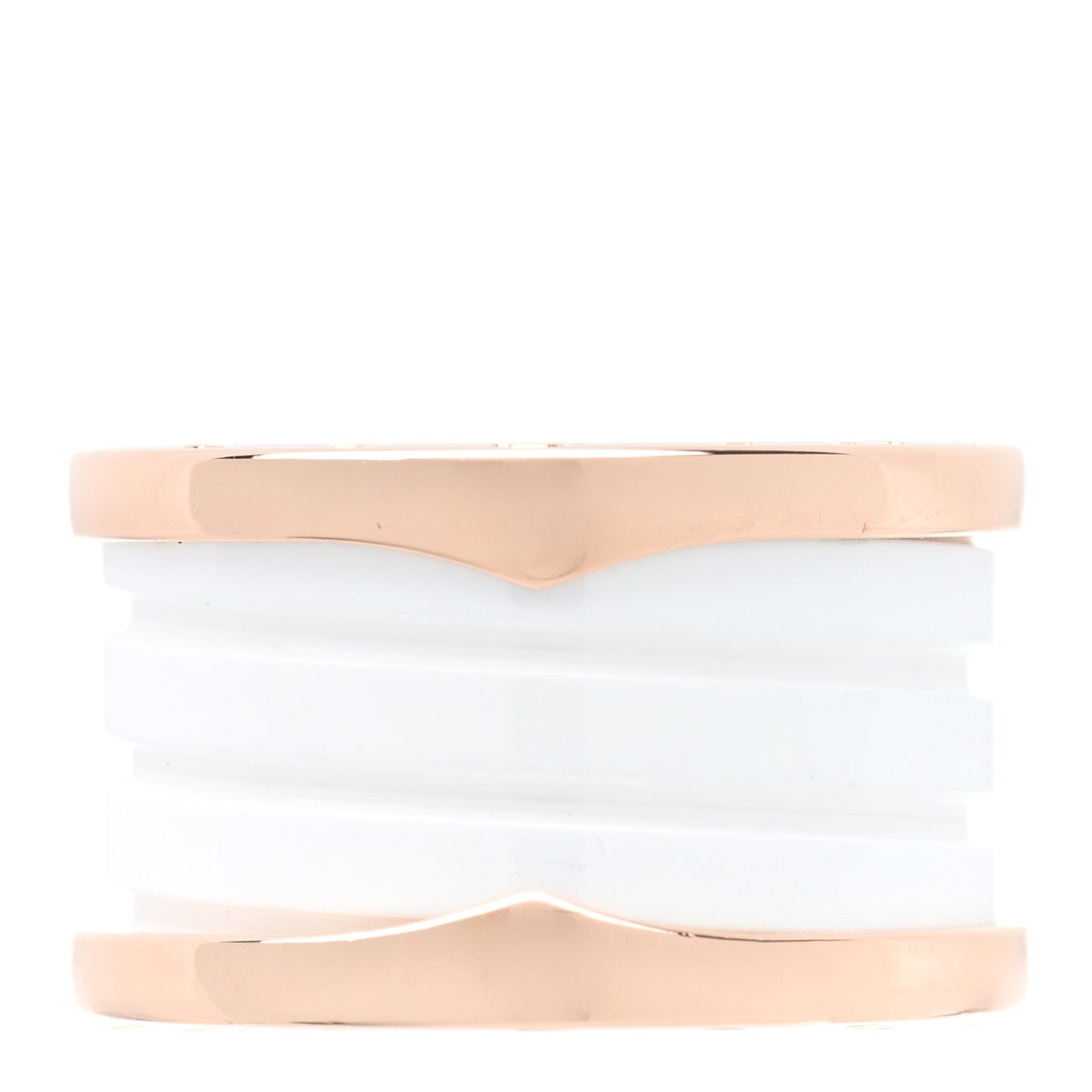 18K Rose Gold White Ceramic B.Zero1 Four-Band Ring 48 4.5