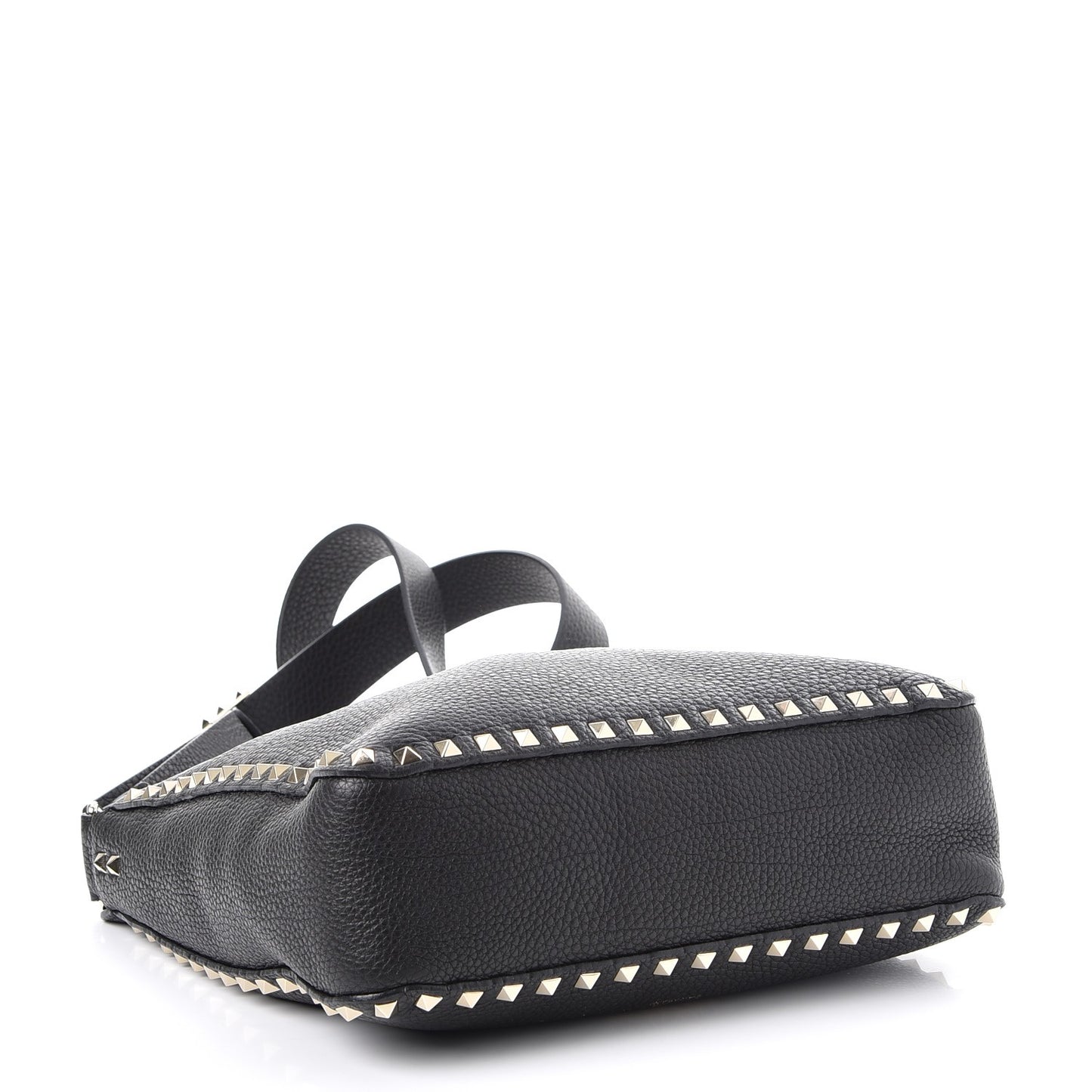Pebbled Calfskin Small Rockstud Flip-Lock Messenger Bag Black