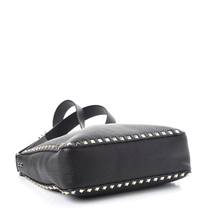 Valentino Garavani Pebbled Calfskin Small Rockstud Flip-Lock Messenger Bag Black 4 of 7