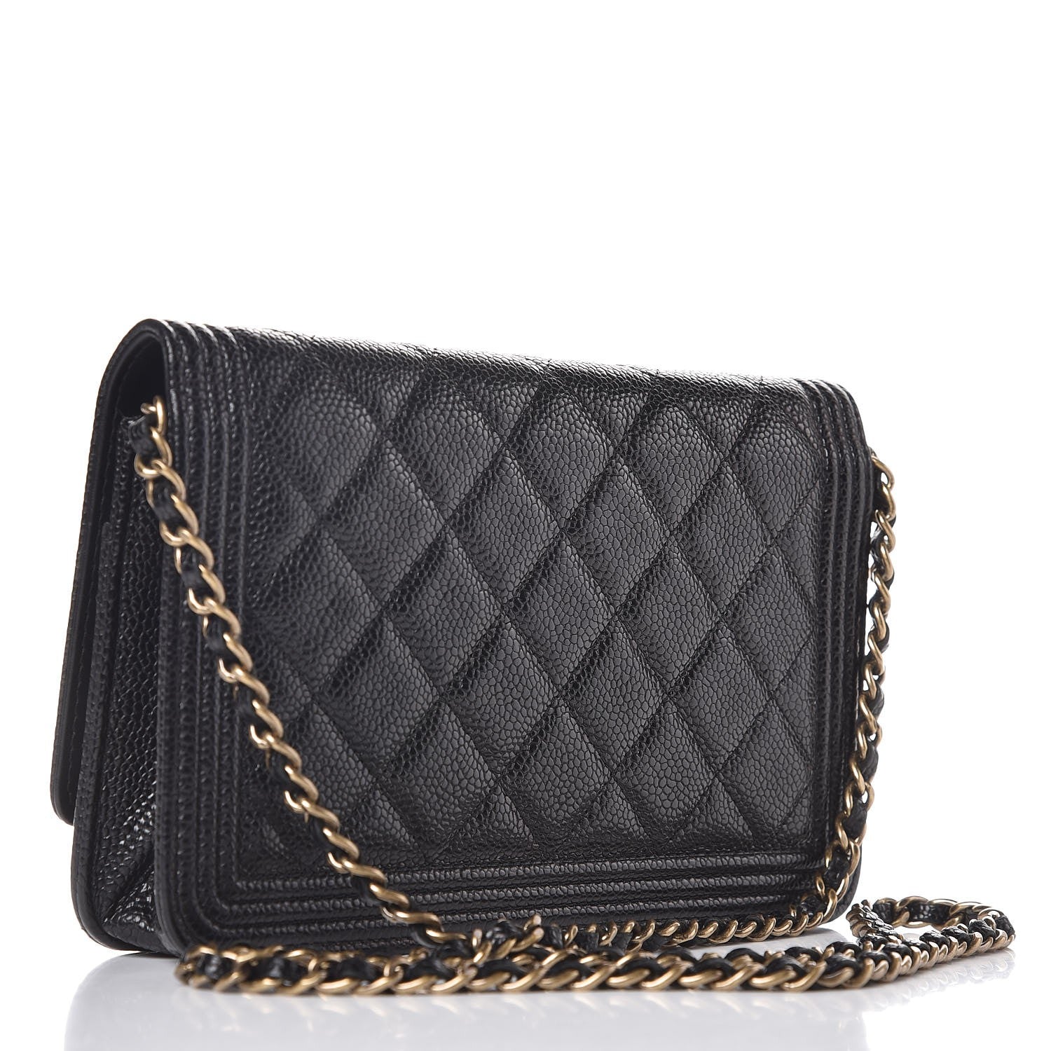 Chanel Caviar Quilted Boy Wallet On Chain WOC Black 3 of 8