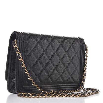 Chanel Caviar Quilted Boy Wallet On Chain WOC Black 3 of 8
