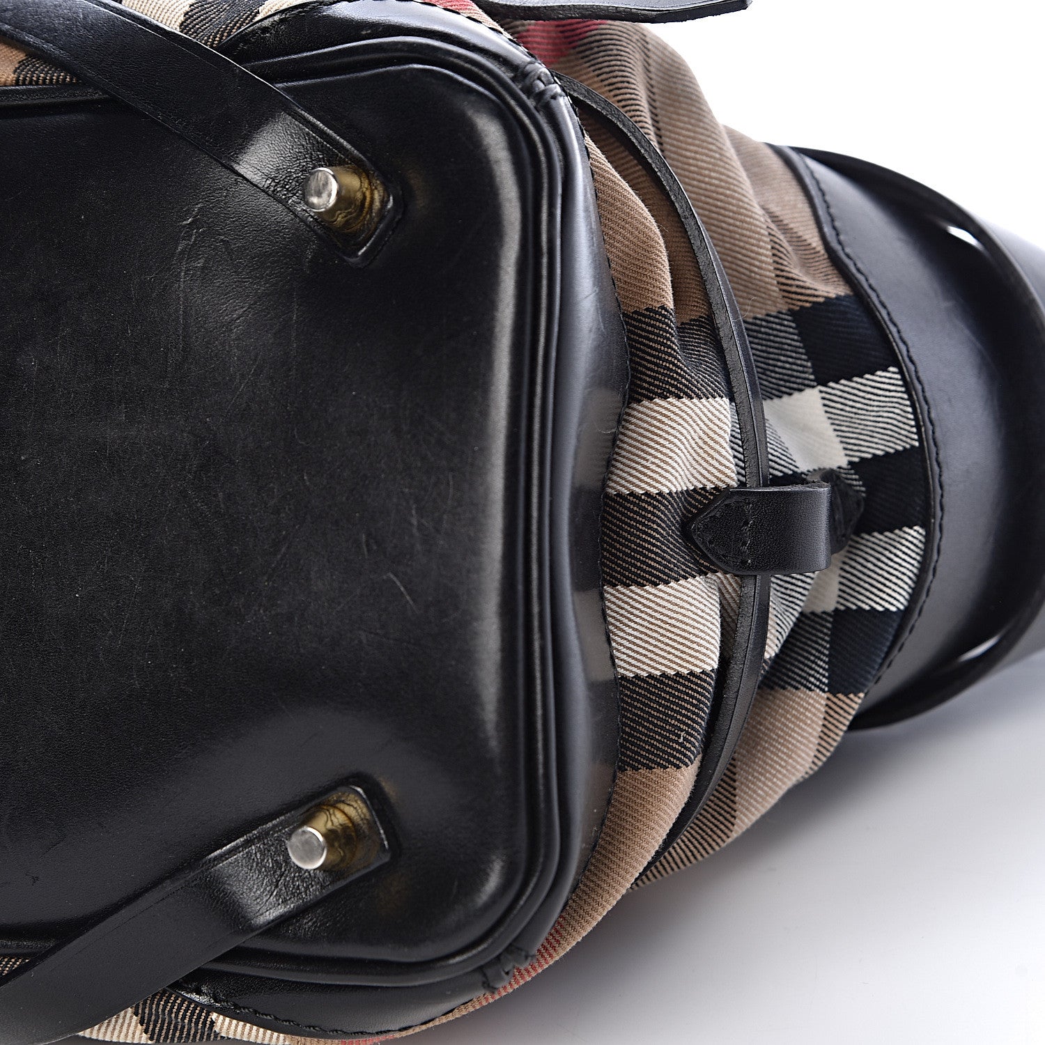 Burberry House Check Bridle Calfskin Medium Lynher Tote Black 14 of 15