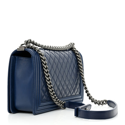 Chanel Lambskin Quilted New Medium Boy Flap Dark Blue 3 of 16