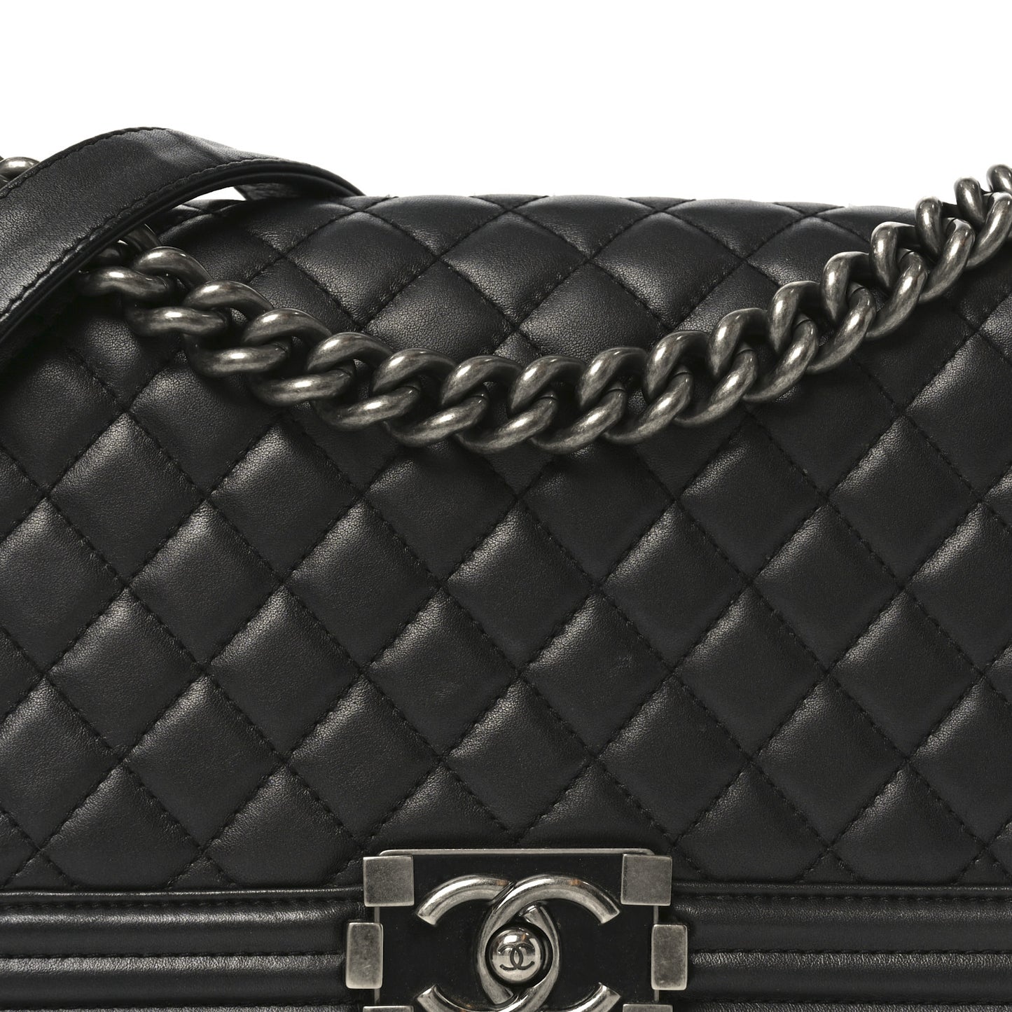 Lambskin Quilted Medium Boy Flap Dark Grey