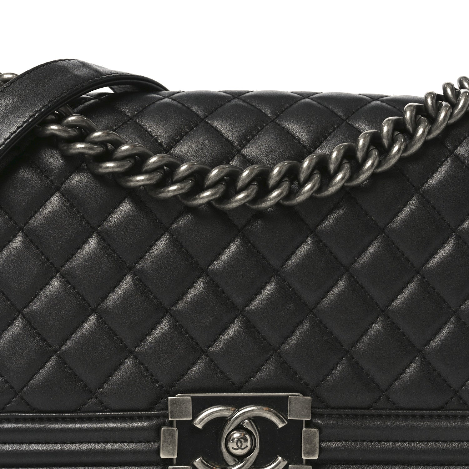 Chanel Lambskin Quilted Medium Boy Flap Dark Grey 8 of 11