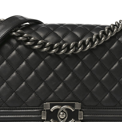 Chanel Lambskin Quilted Medium Boy Flap Dark Grey 8 of 11