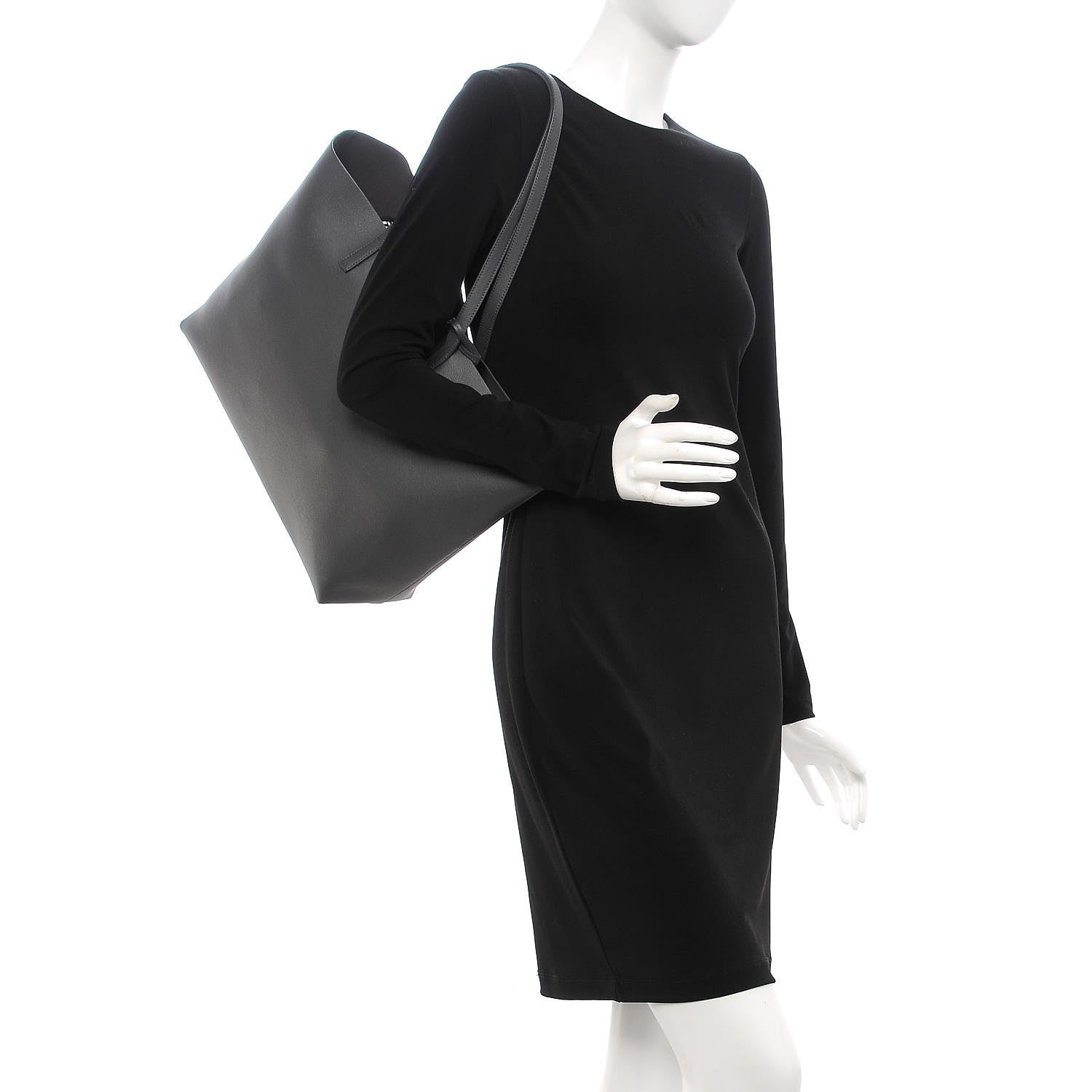 Saint Laurent Calfskin Large Shopping Tote Storm 2 of 8