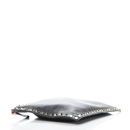 Valentino Garavani Pebbled Calfskin Large Rockstud Zip Pouch Black 4 of 12