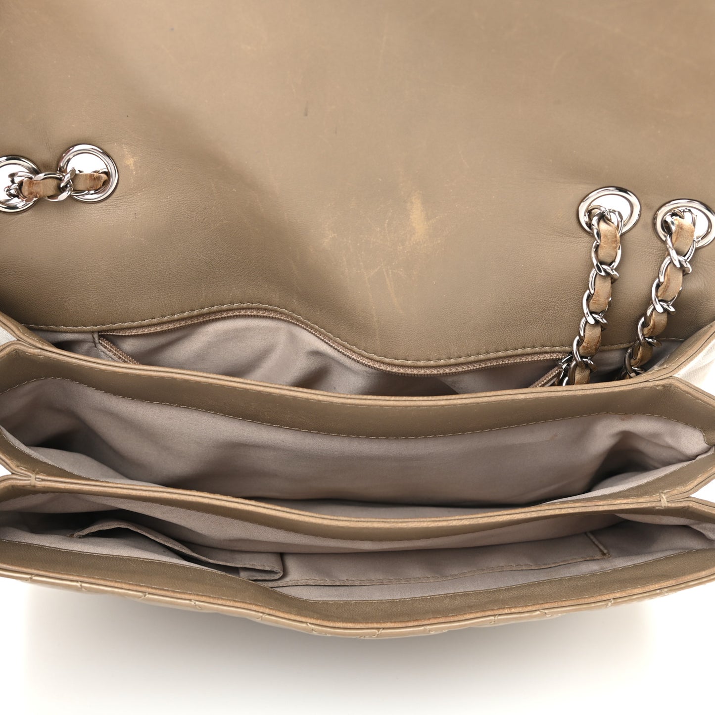 Patent Quilted 3 Jumbo Flap Light Brown