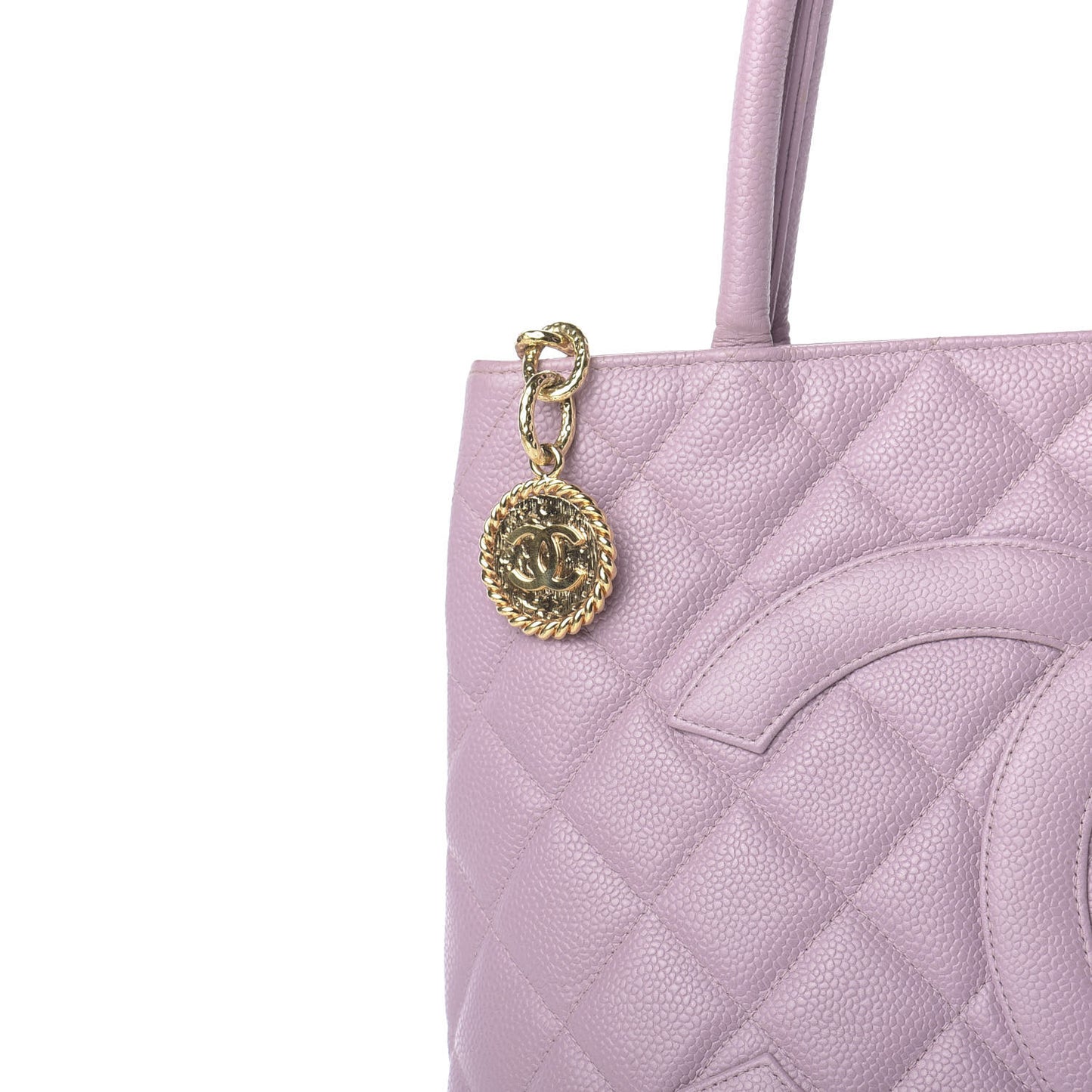 Caviar Quilted Medallion Tote Purple