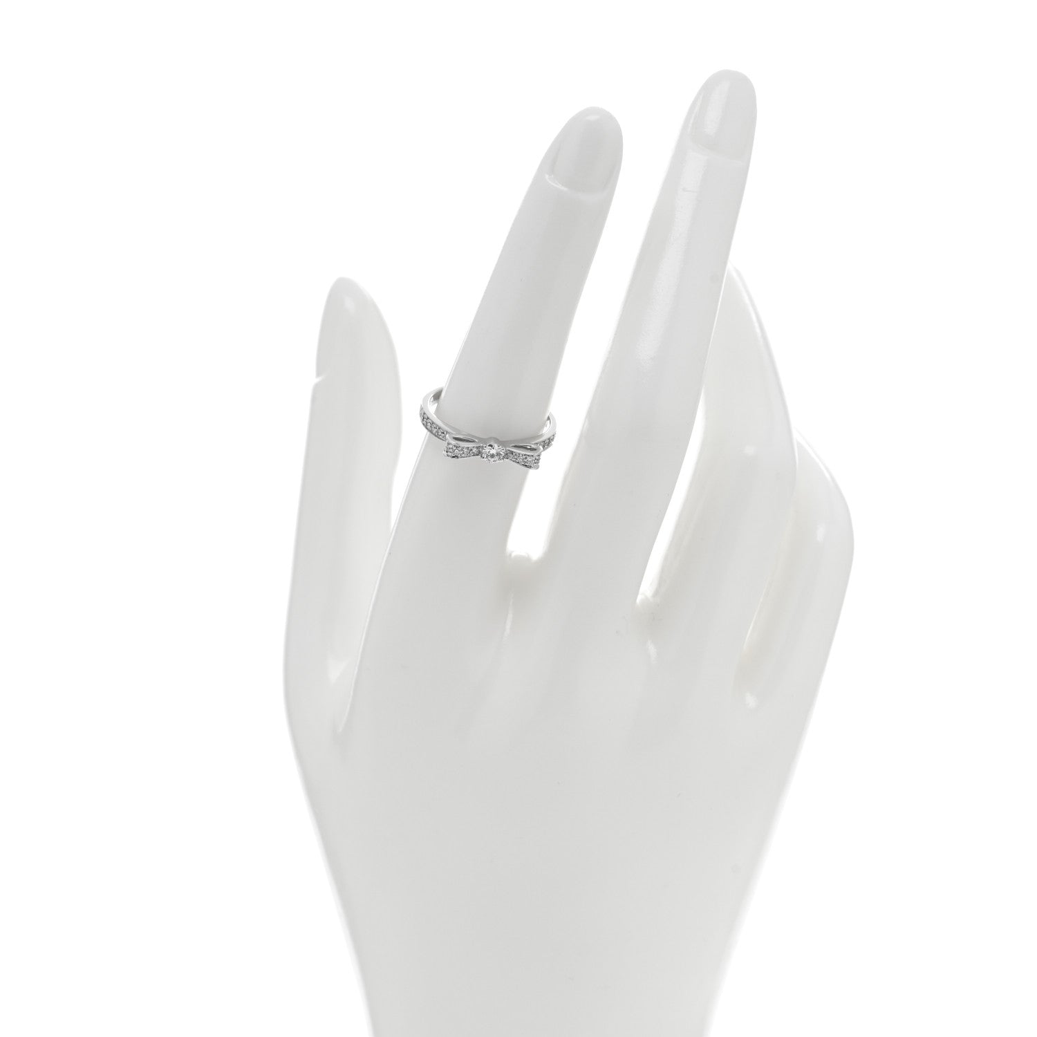 Chanel 18K White Gold Diamond Ruban Ring 54 7 2 of 4