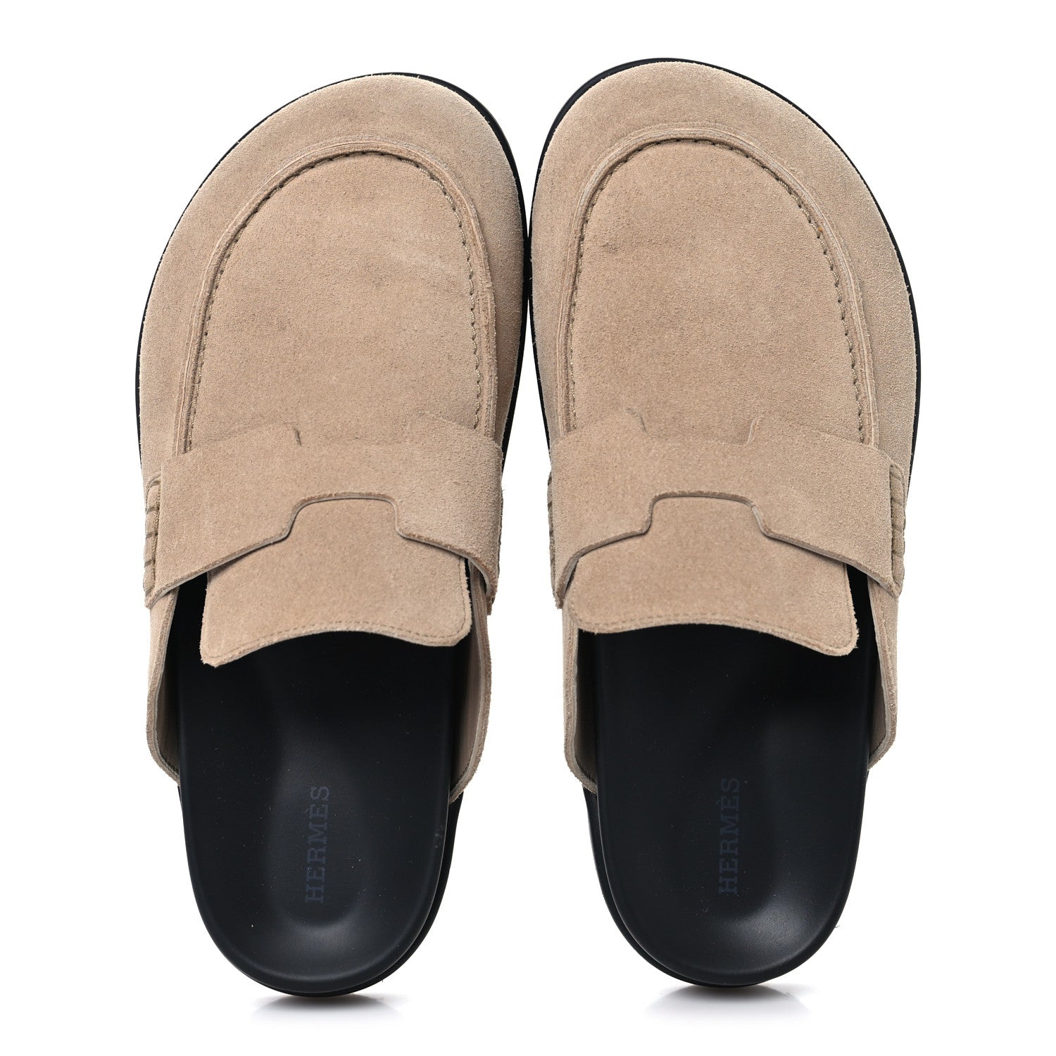 Hermes Suede Calfskin Womens Go Mules 39 Beige Argile 2 of 9