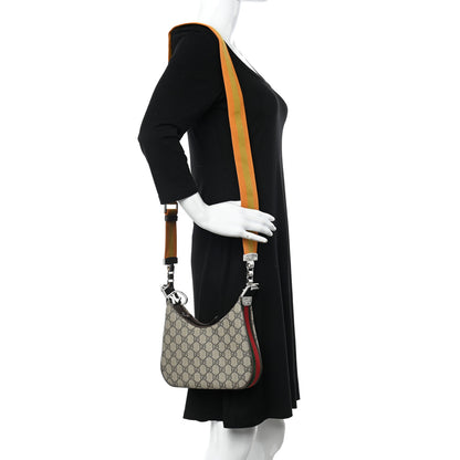 Gucci GG Supreme Monogram Textured Calfskin Web Small Attache Shoulder Bag Beige Ebony New Acero 3 of 11