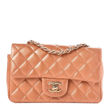 Chanel Metallic Lambskin Quilted Mini Rectangular Flap Copper 1 of 7