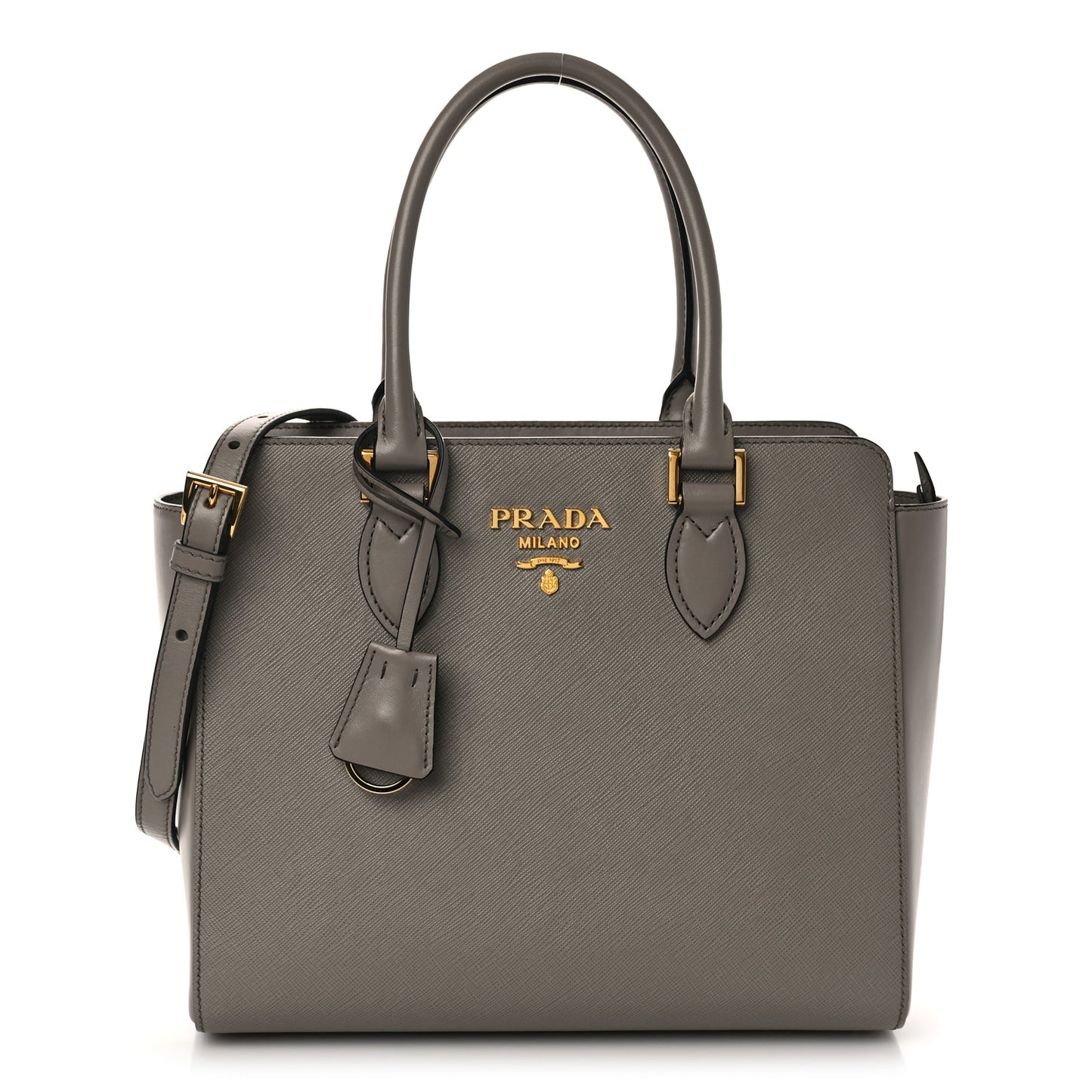 Saffiano Soft Calfskin Small Zippered Tote Marmo