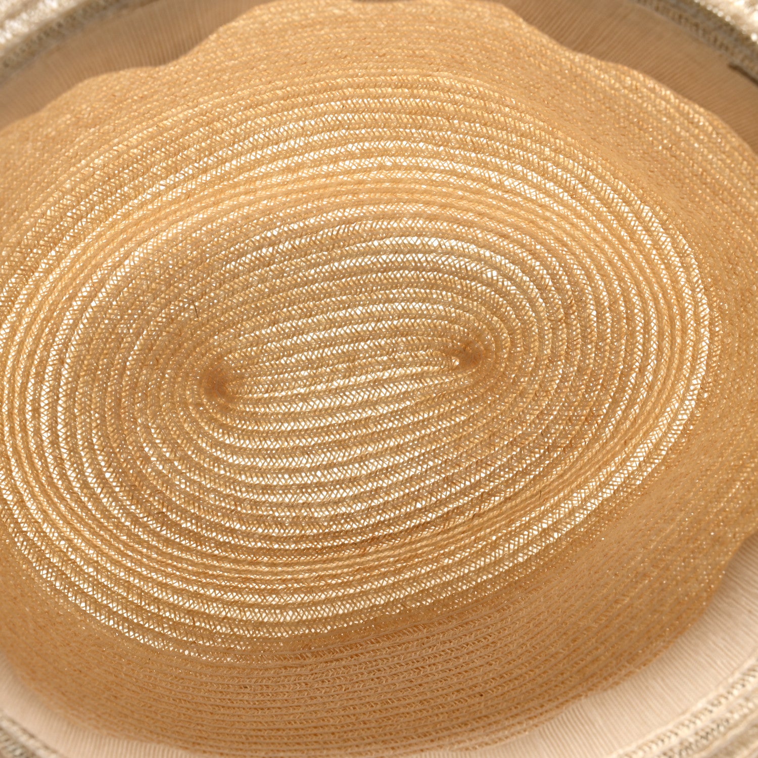 Chanel Straw Grosgrain Ribbon Wide Brim Hat M Beige Green 7 of 9