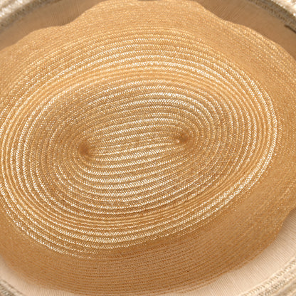 Chanel Straw Grosgrain Ribbon Wide Brim Hat M Beige Green 7 of 9
