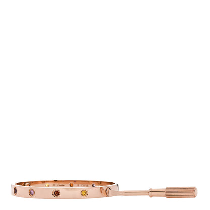 Cartier 18K Pink Gold Sapphire Garnet Amethyst LOVE Bracelet 18 3 of 6