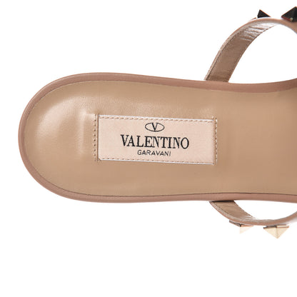 Valentino Garavani Calfskin Rockstud Caged Flat Slide Sandals 37.5 Poudre 6 of 10