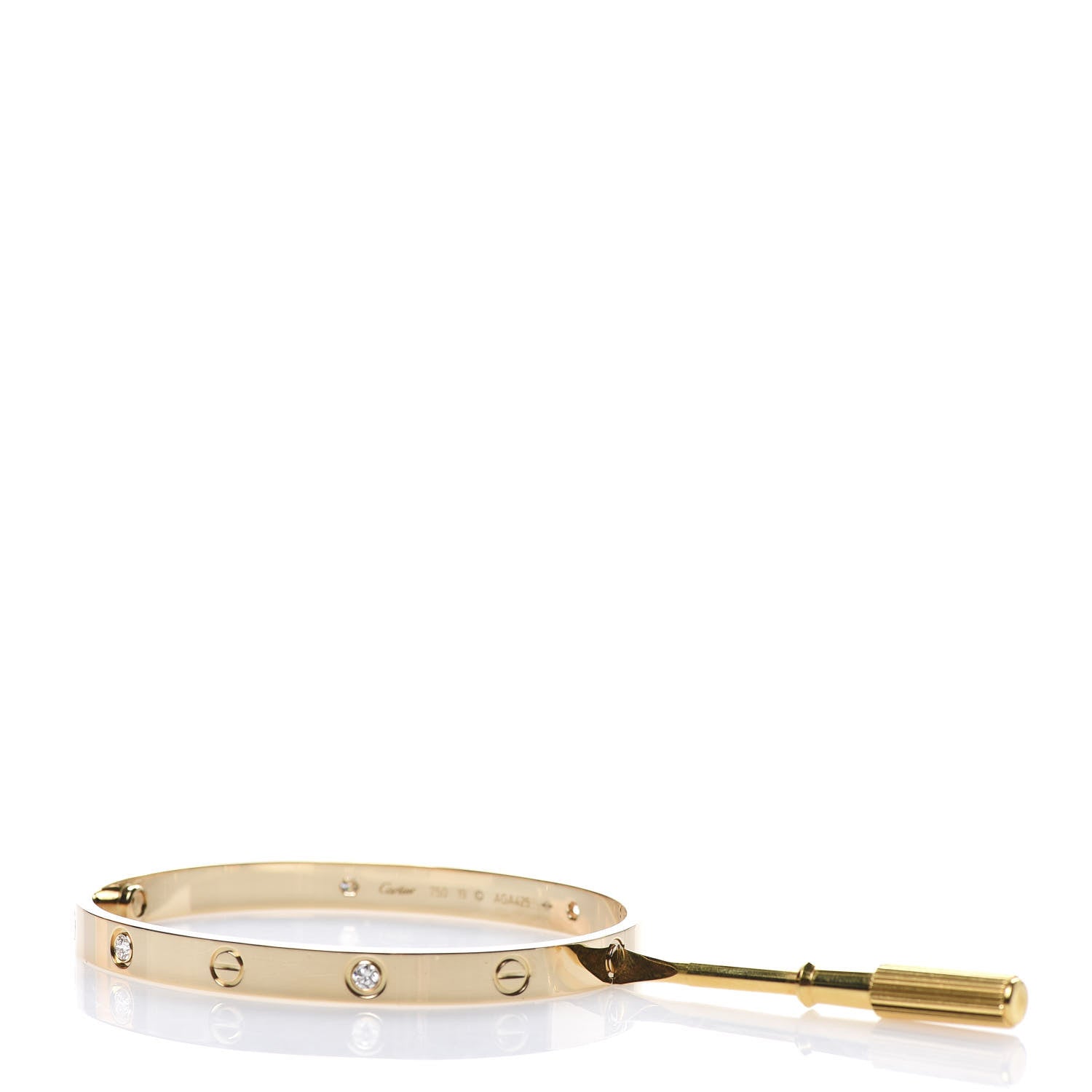 Cartier 18K Yellow Gold 4 Diamond LOVE Bracelet 19 5 of 8